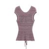 Ropa de Mujer Transfronteriza 2025 Verano Estilo Europeo y Americano Tops de Punto de Manga Corta con Cordones + Traje de Shorts de Punto para Mujer K41506/5
