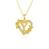 26 Collares con Letras Inglesas para Mujer, Colgante de Flor en Forma de Corazón con Diamantes, Cadena para Clavícula de Diseño Único, Accesorio Versátil de Lujo Ligero