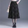 Moderna y elegante falda midi de mezcla de lana a cuadros para mujer, Nuevo estilo Otoño/Invierno 2026, Falda de línea A de cintura alta, Elegante y versátil, Falda con dobladillo ancho