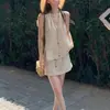 2026 Nuevo Conjunto de Moda de Verano para Mujer, Chaleco Casual Versátil y Cómodo sin Mangas con Cuello en V + Conjunto de Falda con Cordón