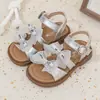Sandálias de Princesa Femininas Estilo Coreano 2026 Primavera/Verão Novo com Laço, Solado Macio Antiderrapante, Sandálias de Velcro Versáteis e da Moda