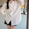 Camisa azul de primavera y otoño 2024 para mujer, estilo occidental para estudiante, ropa interior, ropa exterior, holgada, combinable con todo, camisa de manga larga
