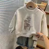 Sudadera de otoño e invierno para niños y bebés, con forro polar, gruesa, diseño de Mickey Mouse de dibujos animados, unisex, lana de alpaca, cuello redondo, sin capucha, top grueso de polar