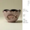 Cerâmica Rústica Pastel Pintada à Mão Rosa Suave Peixe Flor Sonho Borda Caneca Mestra Cerâmica Vintage Xícara para Degustação de Chá Conjunto de Chá Kung Fu
