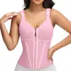 Peça Moldadora Cruzada de Tecido de Malha com Controle de Barriga e Modelagem da Cintura com Fecho de Colchete de Três Fileiras, Colete Modelador com Sutiã e Cinta Modeladora para Modelagem Médica
