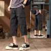 Pantalones casuales de trabajo modernos estilo americano para hombre, nuevo modelo de verano, corte holgado, pantalones rectos multibolsillos, pantalones deportivos casuales recortados