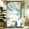 Pegatina de Vidrio para Baño Tucán Esmerilado Estilo Acuarela Hogareño Hoja Verde Privacidad de Ventana Película Anti-Miradas Transmitente de Luz pero No Transparente