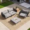 Sofá de Exterior, Silla de Ratán para Patio, Muebles de Aleación de Aluminio para Jardín Impermeables y Resistentes al Sol, Conjunto de Muebles Nórdicos para Balcón al Aire Libre