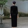 Vestido Cheongsam Melhorado 2024 Novo Feminino Outono e Inverno Forrado com Fleece Casaco Longo Elegante Slim de Alta Qualidade para Mãe
