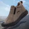 Zapatos de algodón sencillos para hombre, zapatos de algodón de talla grande transfronterizos, nuevo estilo otoño e invierno 2026, botas de nieve cálidas con forro de felpa, botas de algodón para mediana edad y ancianos