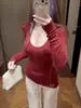 Top Suave de Invierno Ajustado de Cuello Alto Favorecedor Tejido de Lana para Mujer Capa Interior de Otoño/Invierno Manga Larga Suave y Pegajoso Talla Única