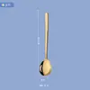 Cuchara Tenedor de Mango Largo Estilo Coreano Creativo Cuchara Pequeña Fresca para Postre Vajilla Estilo Nórdico Cuchara Doméstica Cuchara de Acero Inoxidable 304
