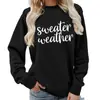 Clima de Suéter Estampado Gola Redonda Tops Femininos Moletom Fornecimento para Exportação Outono e Inverno Solto e Versátil Amazon