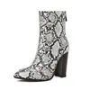 Outono/Inverno 4 Botas Curtas Grossas de Comércio Exterior Europeu e Americano da Amazon Novas Botas de Couro de Cobra Rider Salto Alto tamanho plus Preto