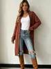 Amazon Otoño/Invierno Nueva Ropa Femenina Transfronteriza Europea y Americana Color Sólido Punto Trenzado de un Solo Botón Suéter cárdigan de Longitud Media Mujer