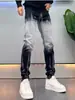 Novos Jeans Vintage Tendência Outono 2026 Desgastados Desbotados para Homens, Calças Slim de Corte Reto para Homens
