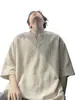 Camiseta masculina de verão fina, gola V, imitação de linho, manga curta, caimento solto, tamanho grande, manga meia-manga, ombro normal