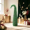 Nuevo producto transfronterizo: Árbol de milenrama verde navideño con bordes blancos, de pelo largo, cabeza inclinada, adorno decorativo plegable para fiesta navideña