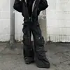 Estilo Americano Industria Pesada Múltiples Bolsillos Costura Sentido del Diseño de Nicho Vaquero Guapo Ropa de Trabajo Jeans para Hombre Pantalones Acampanados Casuales que Combinan con Todo