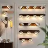 Luz de espelho LED frontal para lavatório de banheiro, penteadeira minimalista retrô japonesa, lavatório, luminária de parede rotativa para iluminação de quadros