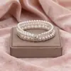 Pulseira de Zircônia Rosa e Pérola Swarovski, Pulseira Envolvente Ajustável e Estilosa, Exquisita e Versátil, Joias de Luxo Atacado