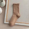 Calcetines de madera estilo marrón para mujer primavera y otoño para exteriores ins calcetines de media caña de estilo japonés de moda con zapatos Mary Jane calcetines apilados