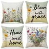 Chegada Nova da Amazon Capa de Almofada Estampada com Flores para Plantio Primavera Decoração Simples para Interior Almofada de Sofá Conjunto Almofada de Carro