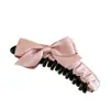 Pinza para el pelo con lazo de satén brillante coreano con un ambiente dulce y elegante, textura pequeña estilo Chanel, accesorio con cuerpo para la parte trasera de la cabeza.