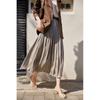 Linda! Saia Fluida Estilo Fada com Brilho Pérola Leiteira Moda Feminina Verão 2026 Saia Midi com Caimento