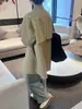 Gabardina color caqui para mujer, nuevo estilo coreano otoño 2026, de alta gama, holgada, de longitud media, top casual
