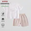 Conjunto de Verano para Bebé Niña de Algodón Puro con Mangas Cortas y Shorts, Delgado y Transpirable, Clase A, Elegante Conjunto de Dos Piezas de Verano para Niños Pequeños