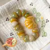 Pulseira de Raiz de Bodhi com Intestino de Porco Sabor Alho para Homens, Brinquedo Macio para Ponta dos Dedos, Peça Pequena Torcida à Mão, Contas Budistas para Mulheres