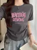 Camiseta Gris Oscuro de Manga Corta para Mujer, Nuevo Estilo Verano 2026, Corte Ajustado, Top Corto de Moda para Figuras Pequeñas, Estilo Ins