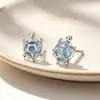 Pendientes populares transfronterizos: Pendientes de tortuga lindos y juguetones con temática oceánica, estilo europeo y americano, pequeños y exquisitos, pendientes con incrustaciones de diamantes, suministro