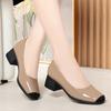 Zapatos individuales color nude para mujer, Nuevo estilo Primavera/Verano 2025, Elegantes zapatos slip-on de tacón grueso para mujer, Zapatos de charol de punta cuadrada para dama de honor