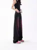 Jeans Feminino Plus Size Menina Cheinha Cintura Alta Modelador Cor Contrastante Micro-Lar Outono Estilo Americano Retrô Lavado Street Calça Longa