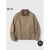 Jaqueta curta vintage transfronteiriça Detroit, jaqueta de trabalho masculina de outono estilo americano com lapela e zíper, casaco curto estilo celeiro