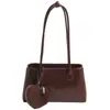 Bolsa Tote Retrô, Bolsa de Mão Feminina, Bolsa de Ombro de Luxo, Bolsa de Axila Lisa de Cor Sólida de Grande Capacidade, Bolsa Quadrada Pequena