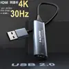 Placa de captura HDMI transfronteiriça para streaming de jogos de alta definição, HDMI para USB 2.0 com cabo, placa de captura de vídeo 2K