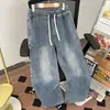 Jeans Elásticos de Cintura para Hombre Primavera y Otoño Pierna Recta Lavados Más Fáciles de Combinar Diseño de Talla Grande Pantalones Deportivos Estilo Japonés Retro