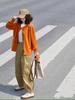 ¡Súper blanco! Cárdigan de Punto Casual Holgado Naranja Calabaza para Mujer, Suave, Color Sólido, Pequeño, para Viajeras