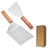 Atacado do Fabricante Espátula de Cozinha de Aço Inoxidável Espátula de Pizza Cabo de Madeira Espátula para Bife Conjunto de Ferramentas de Cozinha Teppanyaki