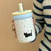 ¡Guau! Taza Térmica de Acero Inoxidable 316 con Tema de Gato, Taza Portátil para Café y Leche con Popote