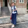 Moda de Verano 2025 Versátil Elegante Color Block Francés Bordado Pesado con Lentejuelas Falda de Mezclilla Tendencia Lujo Ligero