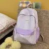 Mochila feminina de novo estilo, grande capacidade, adequada para estudantes do ensino médio, mochila casual de viagem, contraste de cores doces, bolsa de ombro dupla estilo doce
