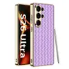 Funda de Teléfono Móvil de Cuero Liso Galvanizado Adecuada para Samsung S26Ultra Textura de Cuero Tejido Personalizada S26U Funda de Cuero de Marca Moderna para Hombres y Mujeres