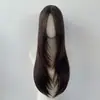 Moda para mujer de comercio electrónico de segunda clase, cabello largo liso de seda mate con raya en medio y diadema de red rosa en capas, disponible en stock del fabricante