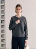 Estilo simple, cuello redondo, manga raglán, suéter corto de punto para mujer, nueva colección de otoño 2026, chaqueta suéter de corte holgado, 25738