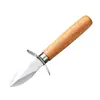 Cuchillo para ostras crudas de acero inoxidable al por mayor cuchillo para ostras cuchillo de palanca de acero inoxidable utensilios de cocina cuchillo para abrir vieiras mango de madera cuchillo para abrir ostras
