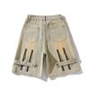 Shorts Jeans Cor de Lama Amarela Design Masculino Zíper Roupa de Trabalho Calças de Cinco Pontos Verão Casual Conjunto Calças Masculinas Cor de Lama Amarela